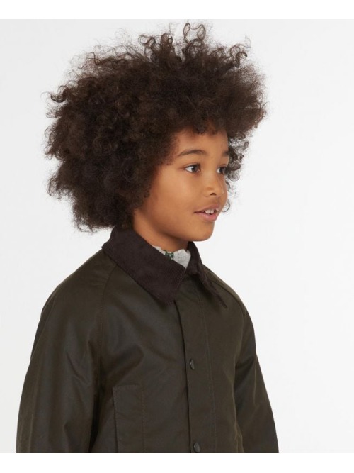 Barbour Boys Beaufort Waxed Jacket Olive Classic
