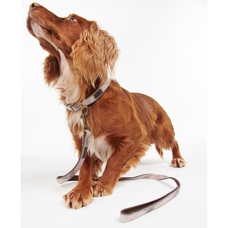 Barbour Reflective Tartan Dog Lead Taupe