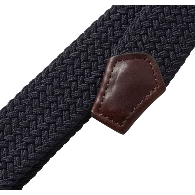 Barbour Stretch Webbing Leather Belt Navy