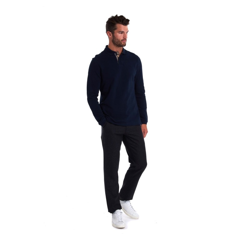 Barbour Long Sleeved Sports Polo Navy