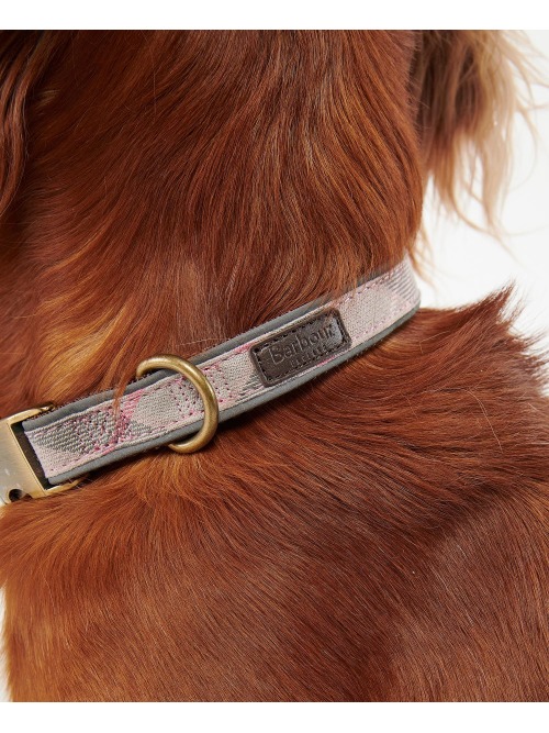 Barbour Reflective Tartan Dog Collar Pink