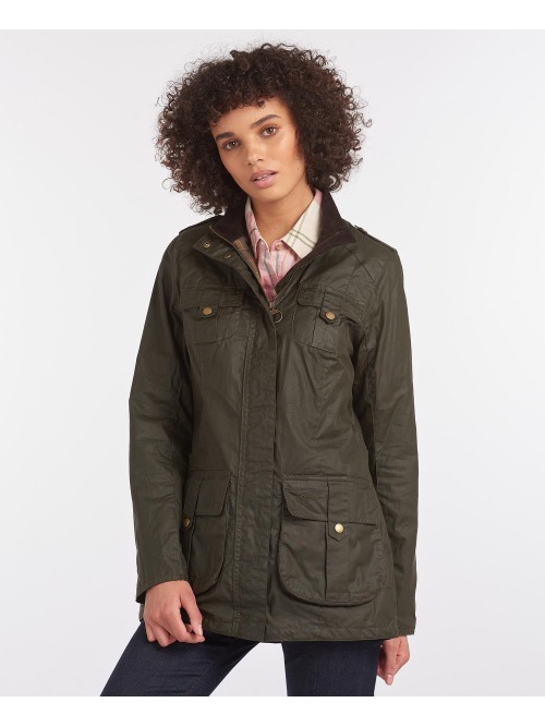 Barbour Lightweight Defence Waxed Cotton Jacket Olive